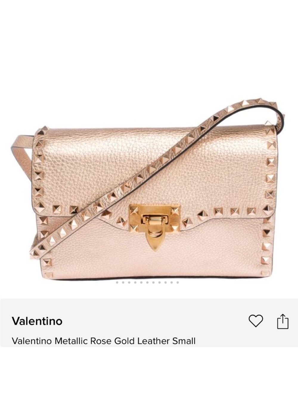Valentino Metallic Rose Gold Rockstud Leather Crossbody